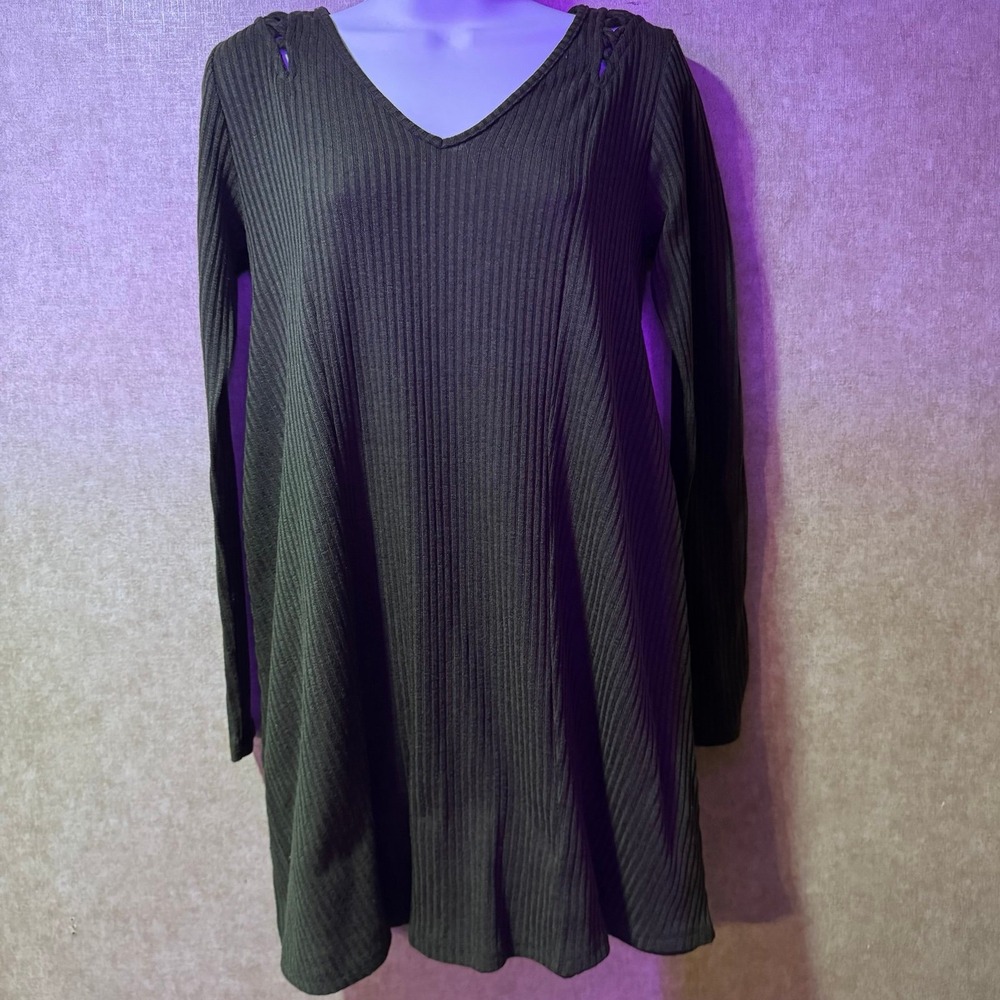 Women's V-neck long sleeve skater dress
